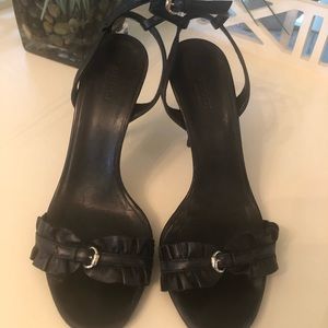 Gucci Sabrina Ruffle Strap Sandal-Black 4.5" Heel - image 1